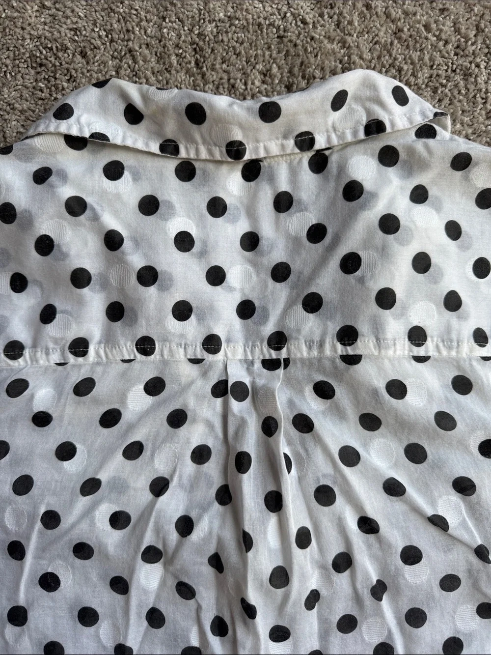 J. Crew White Button-Front Shirt with Black Polka Dots